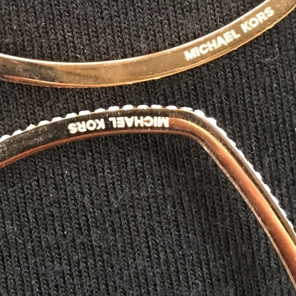 Authentic Square Michael Kors Diamond Gold Hoops - Picture 5 of 8